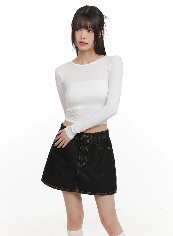 Comfy Dress X-Strap Backless Long-Sleeve Crop Top CJ524