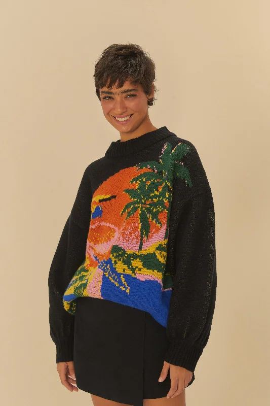 Comfortable Dresses Sweater Tricot Paisagem Latina
