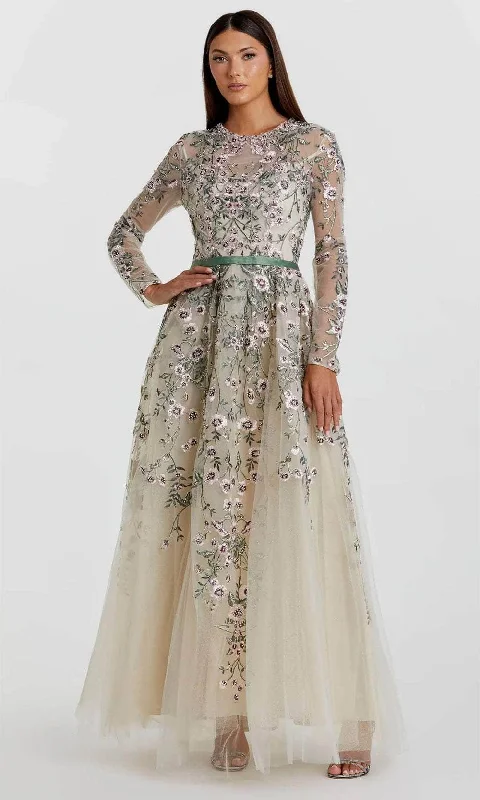 Timeless Style Mac Duggal 20580 - Floral Illusion Long Sleeve Evening Dress