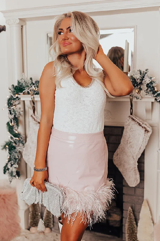 Breathable Style The Freesia Patent Feather Skirt In Blush