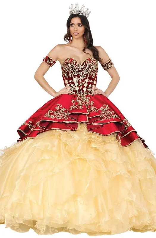 Cozy Lounge Wear Dancing Queen - 1529 Embroidered Sweetheart Ruffled Ballgown