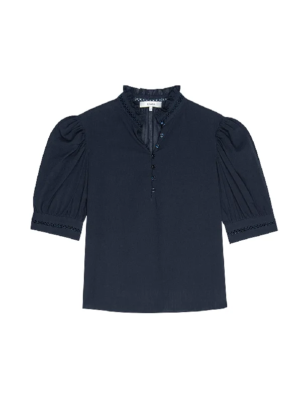 Soft Tops The Ruffle Collar Top - Navy