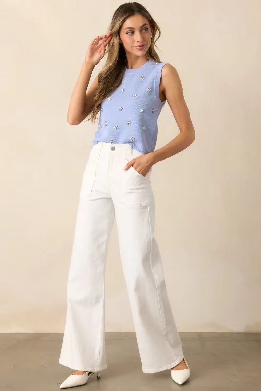 Cozy Outerwear Hazy Days White Wide Leg Jeans
