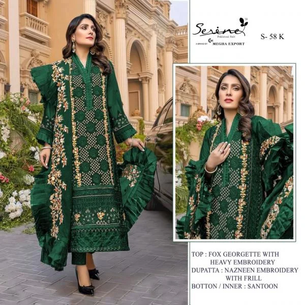 Trendy Layers S 58 K Fox Georgette Straight Cut Pakistani Suit with Frill Dupatta