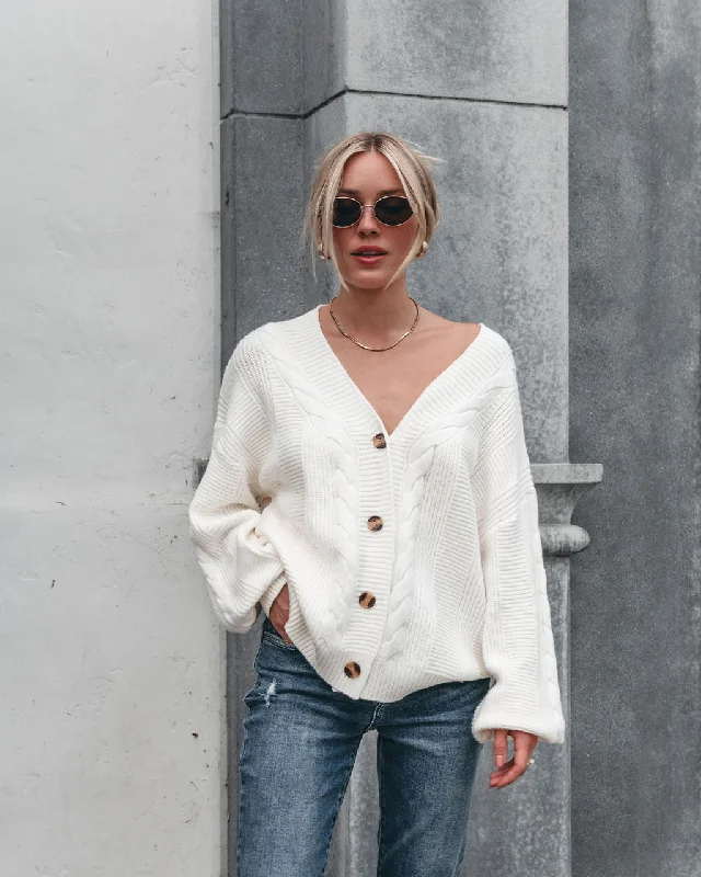 Cozy Knits Camden Button Down Cardigan - Cream - FINAL SALE