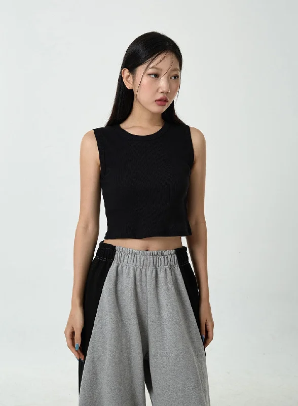 Timeless Outfits Basic Ribbed Cropped Tank Top CU13