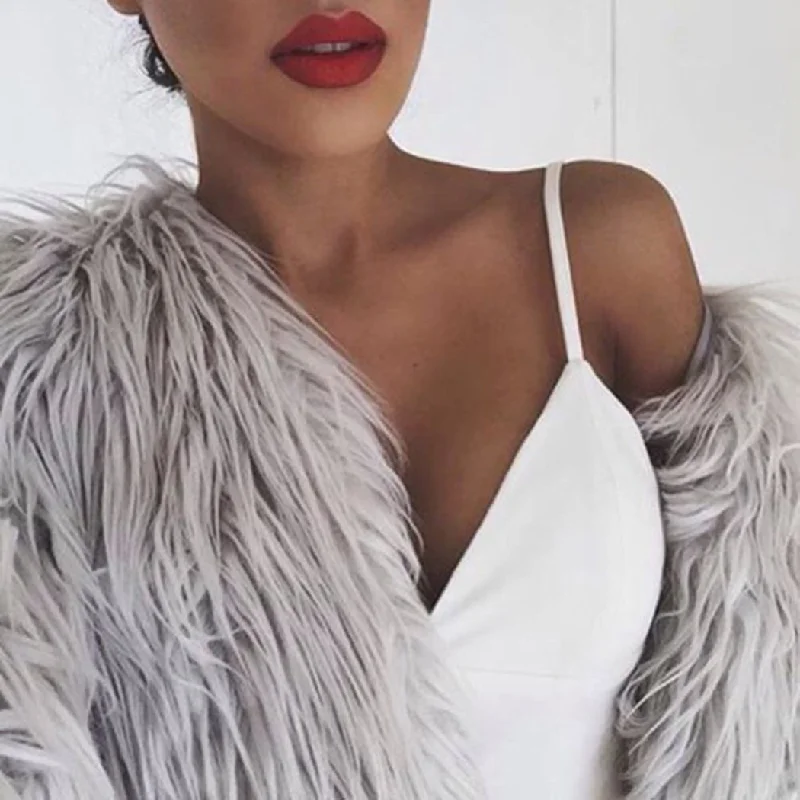 Relaxed Tops Bridget Faux Fur Jacket - Grey