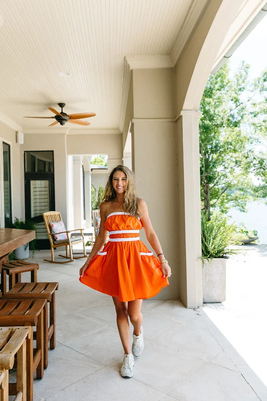 Cozy Knits Danica Mini Dress - Orange/White