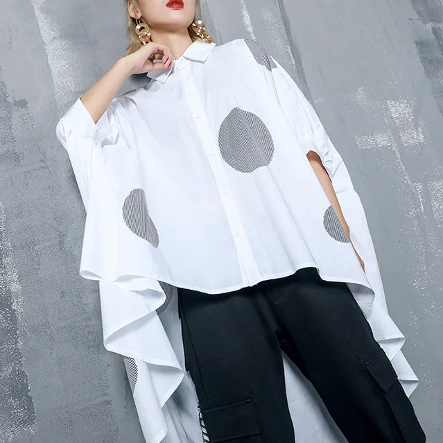 Cozy Apparel DIY asymmetric cotton clothes For Women 2025 Work Outfits whirt dotted oversized top