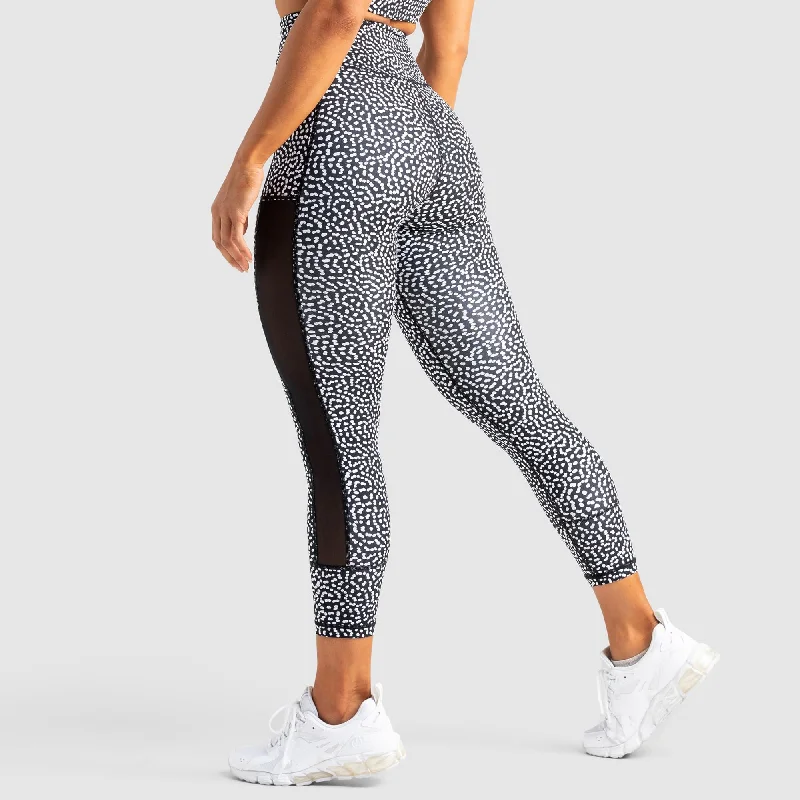 Elegant Dressing Breeze Mesh Leggings - Black Speckle