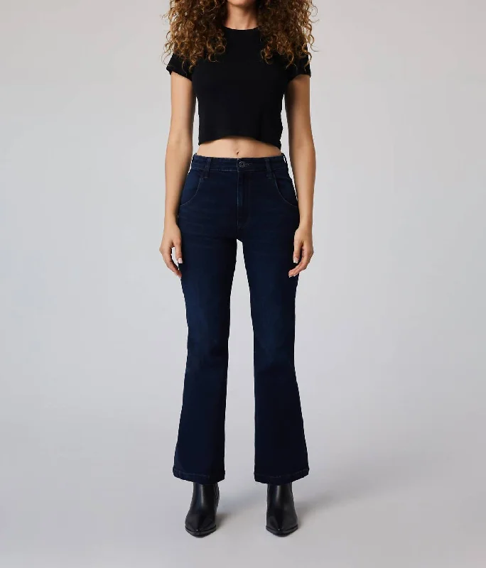 Relaxed Fashion Grant High Rise Trouser Flare Jean In Dark Moore