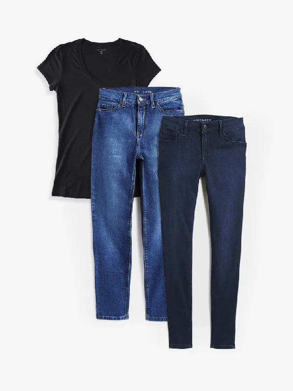 Soft Textures Set 01: 2 pair of Jeans + 1 Marcy Tee