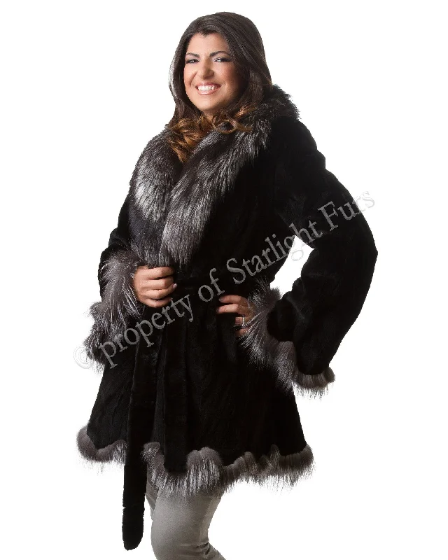 Soft Feel 31 | Mink Fur Coat with Silver Fox Fur Trim