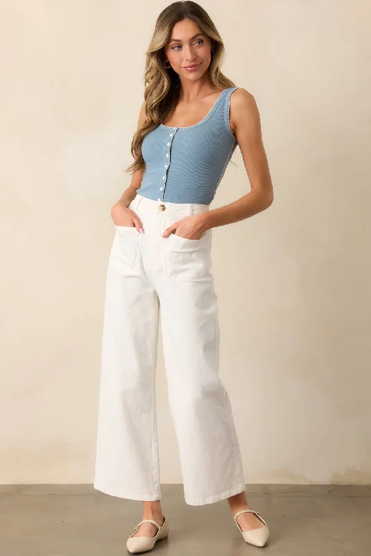Simple Comfort Sleek Silhouette Ivory Wide Leg Jeans