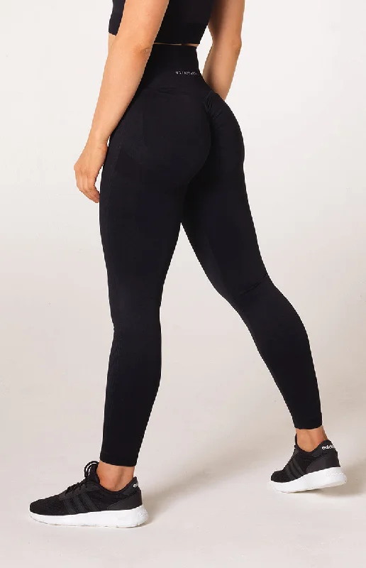 Versatile Outfits Define Seamless Scrunch Leggings - Black Marl