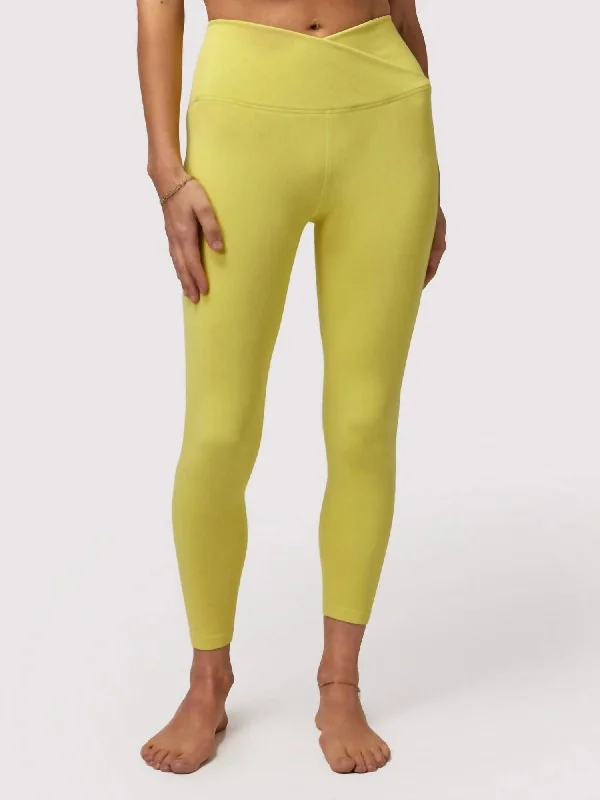 Relaxed Fits Front Wrap Seamless Leggings In Chartreuse