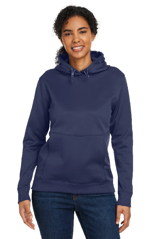 Stylish Casuals Under Armour Womens Storm Armourfleece Water Resistant Hooded Sweatshirt Hoodie w/ Pouch Pocket - Midnight Navy Blue