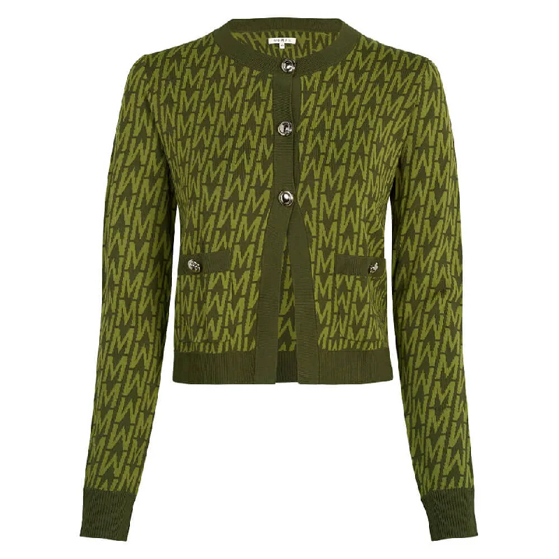 Smart Comfort Wear Malbon Charlotte Cardigan Golf Sweater Olive Multi - FW24 Women Smart Comfort Wear Malbon Charlotte Cardigan Golf Sweater Olive Multi - FW24 Women