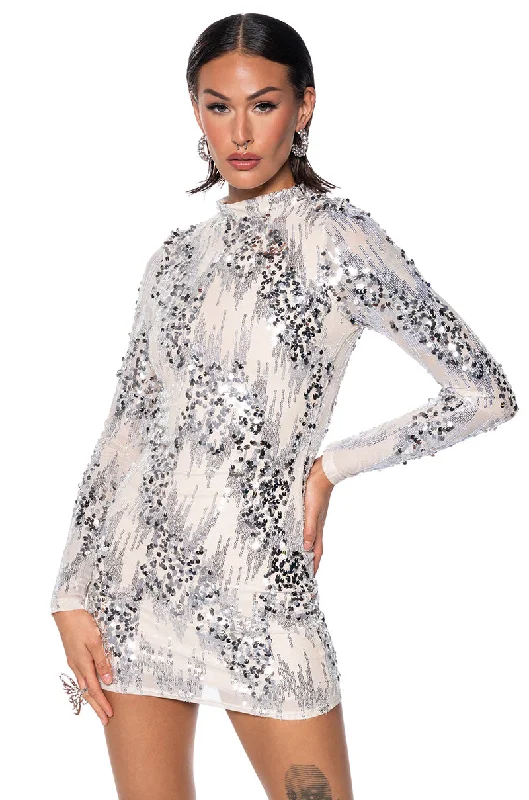Comfortable Sweaters DIANA SEQUIN EMBELLISHED MINI DRESS