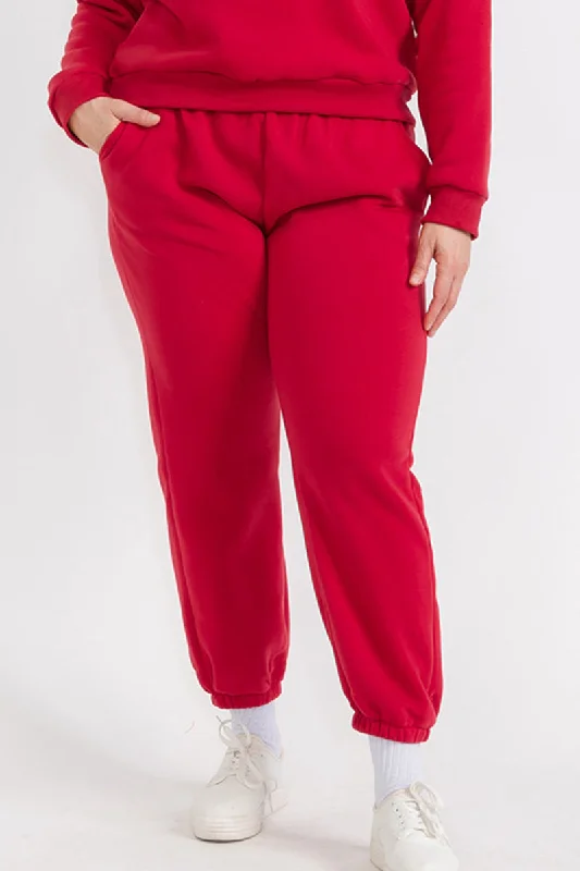 Comfortable Fashion Looks Plus Size Poly Fleece Elastic Waist Joggers