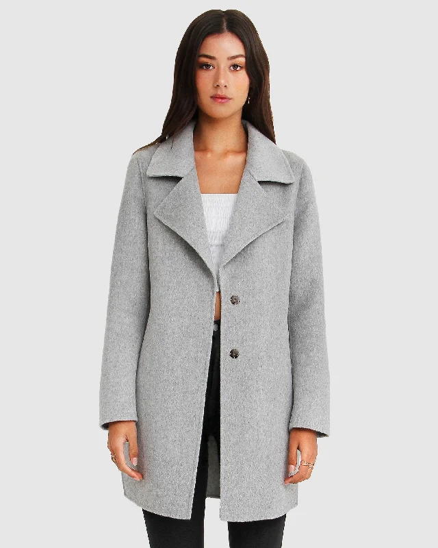 Breathable Style Ex-Boyfriend  Wool Blend Oversized Jacket - Grey Marle