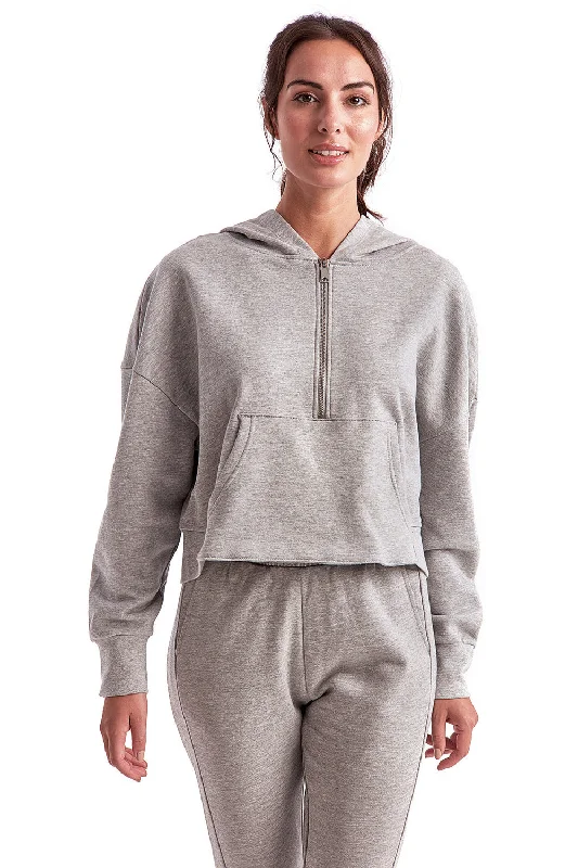 Soft Textures TriDri Womens Alice 1/4 Zip Hooded Sweatshirt Hoodie w/ Pouch Pocket - Heather Grey Soft Textures TriDri Womens Alice 1/4 Zip Hooded Sweatshirt Hoodie w/ Pouch Pocket - Heather Grey