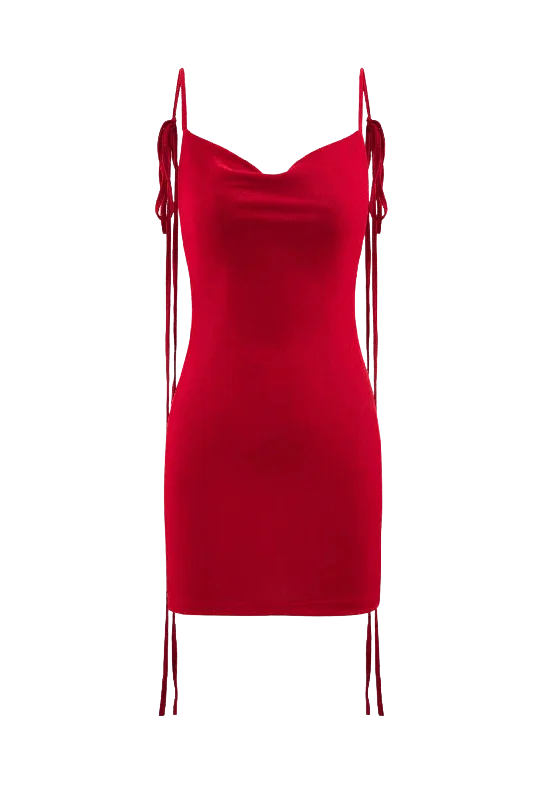 Cozy Fitting A&A Spaghetti Strap Draped Backless Mini Dress