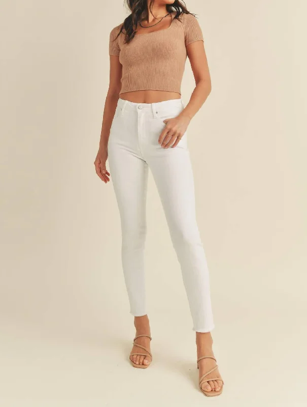 Versatile Style Skinny Mini Fray Hem Jean In White