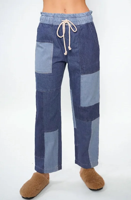 Comfortable Tops Easy Pant Patchwork In Patchwork Pacific