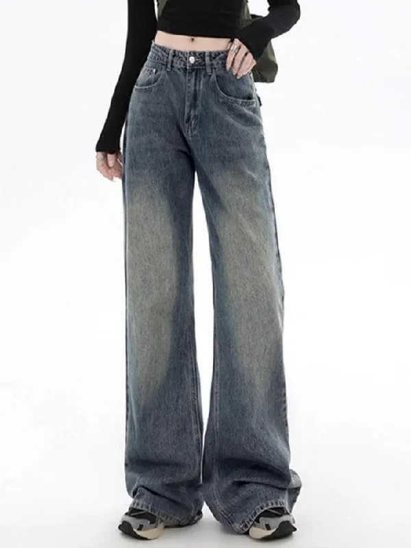 Relaxed Fits Vintage Blue Flap Detail Boyfriend Jeans