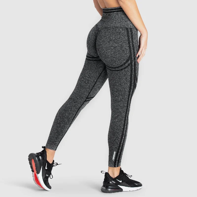 Easy-to-Wear DYE Scrunch Seamless Leggings - Black Marl