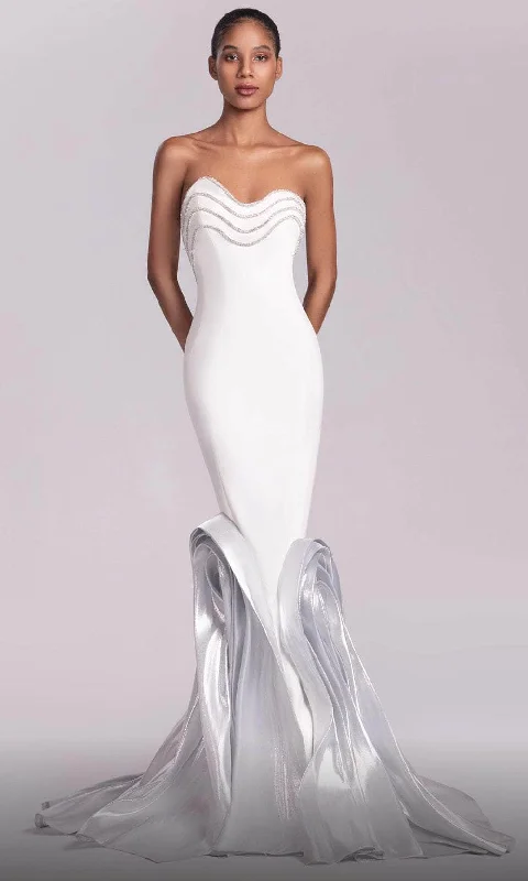Layered Style MNM Couture G1819 - Metallic Trimmed Evening Gown