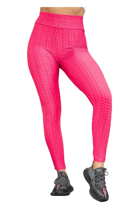 Comfy Chic Wear Honeycomb Leggings In Fuchsia