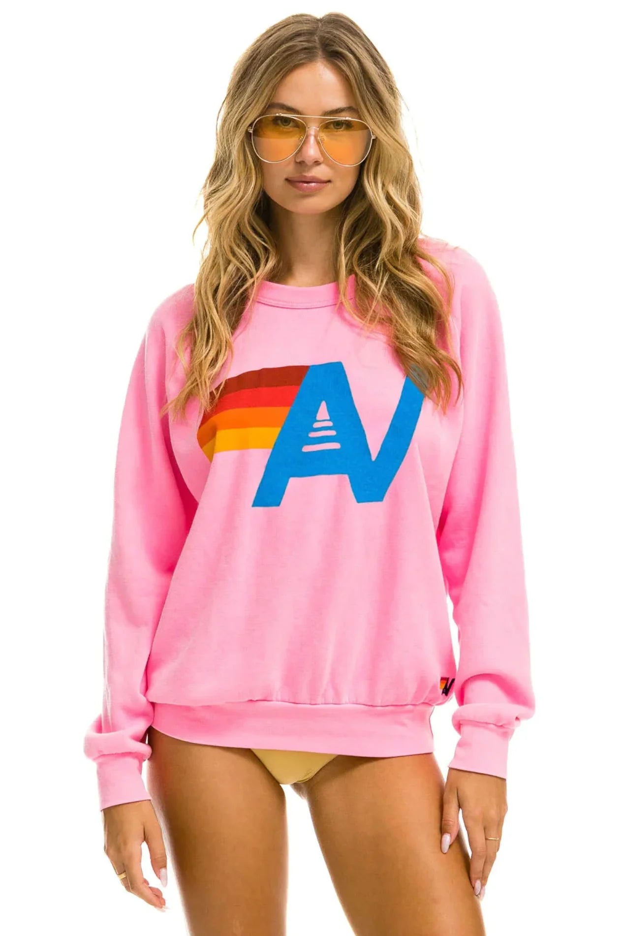 Modern Chic Logo Crew Sweatshirt Neon Pink