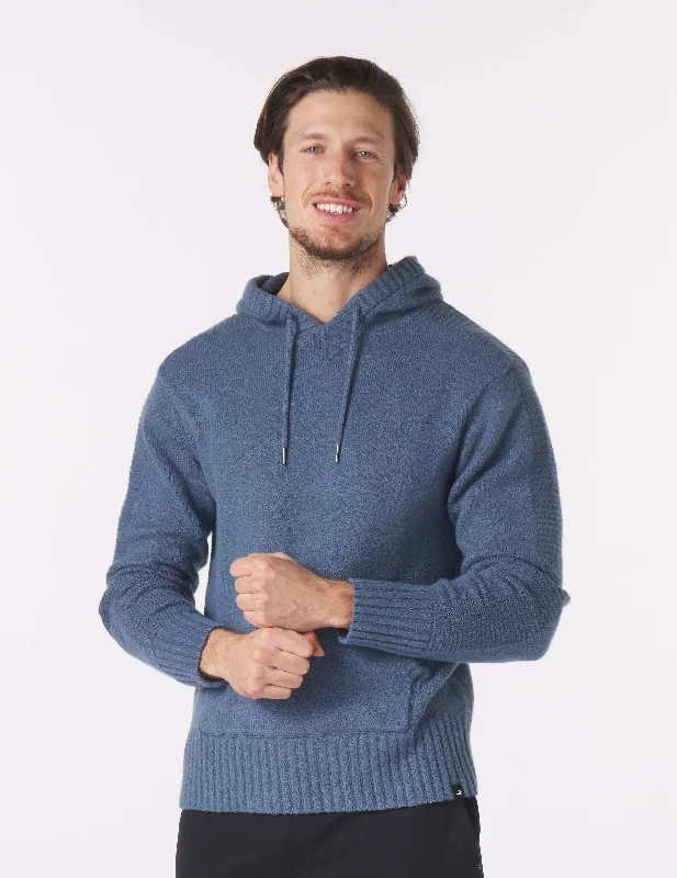 Relaxed Tops Knit Up Hoodie: Washed Blue
