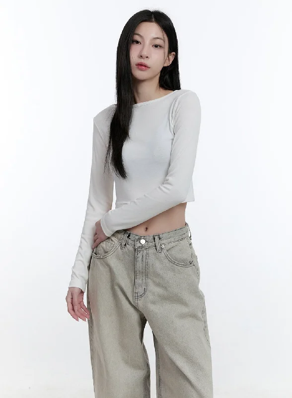 Comfortable Fashion Looks Essential Slim-Fit Long-Sleeve Crop Top CJ520