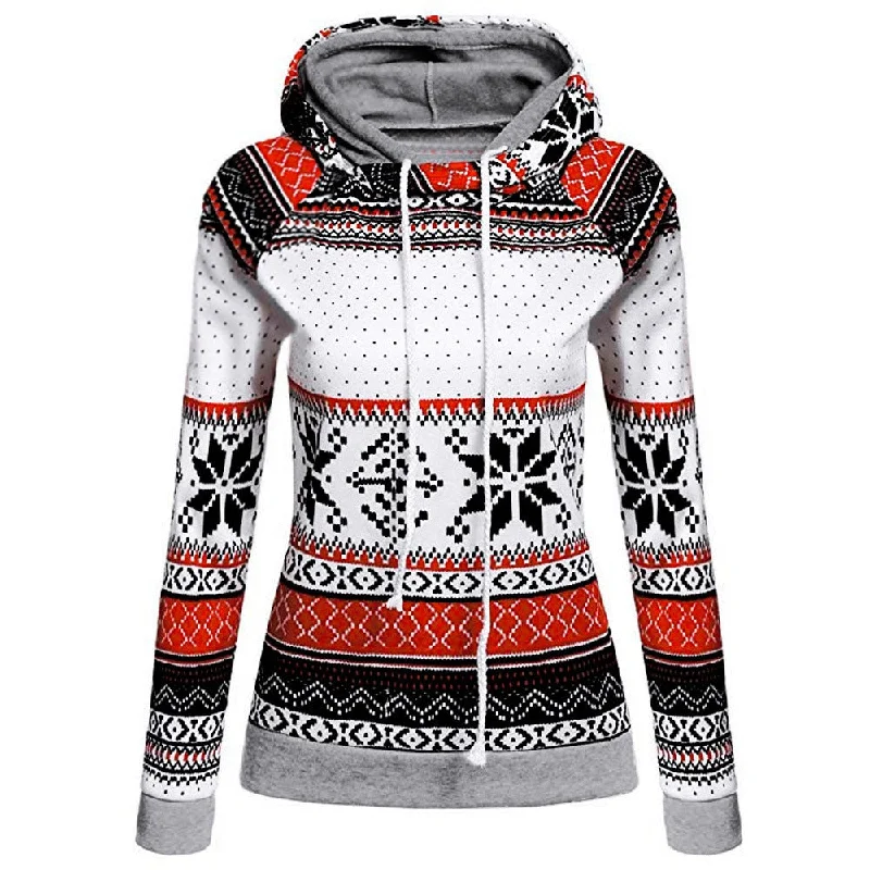 Versatile Casuals Womens Christmas Printed Hoodies Sweatshirt Xmas Ladies Tops Jumper Pullover Manteau Femme Hiver Capuche Femme