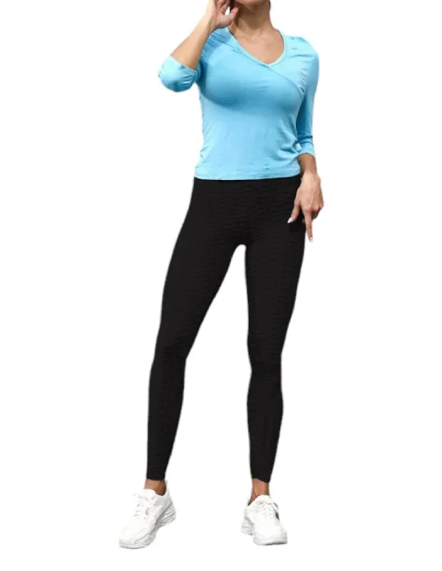 Sporty Comfort Honeycomb Leggings In Black