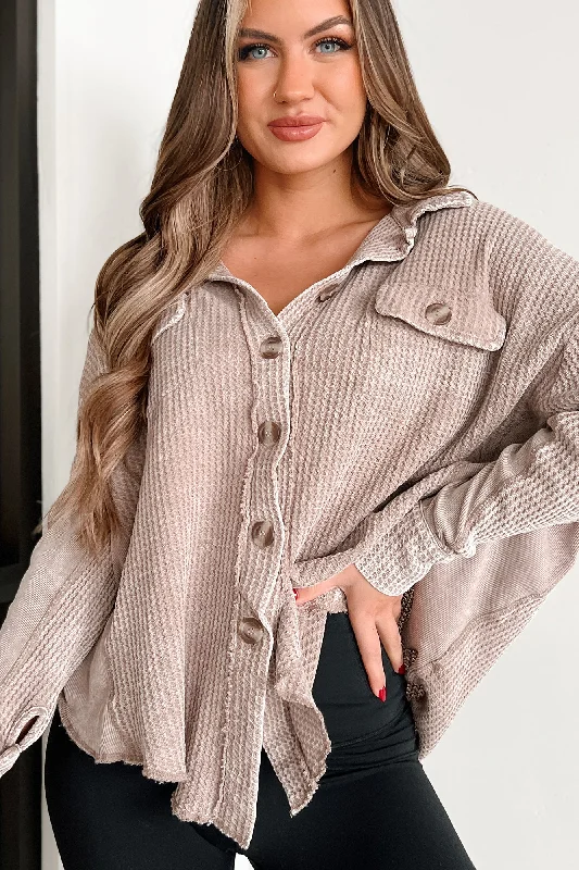 Breezy Outfits Don't Complicate It Oversized Acid Wash Shacket (Ash Mocha)