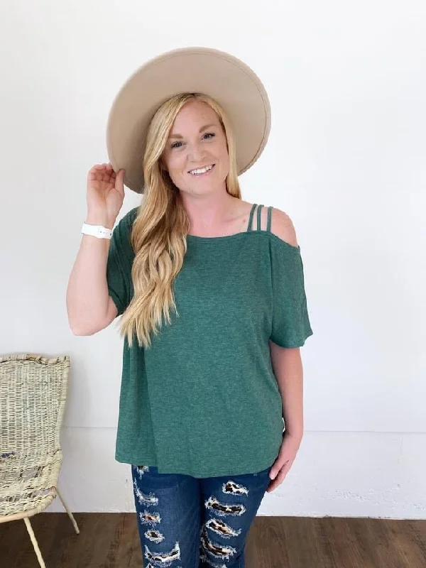 Smart Comfort Wear One Shoulder Strappy Top, Green