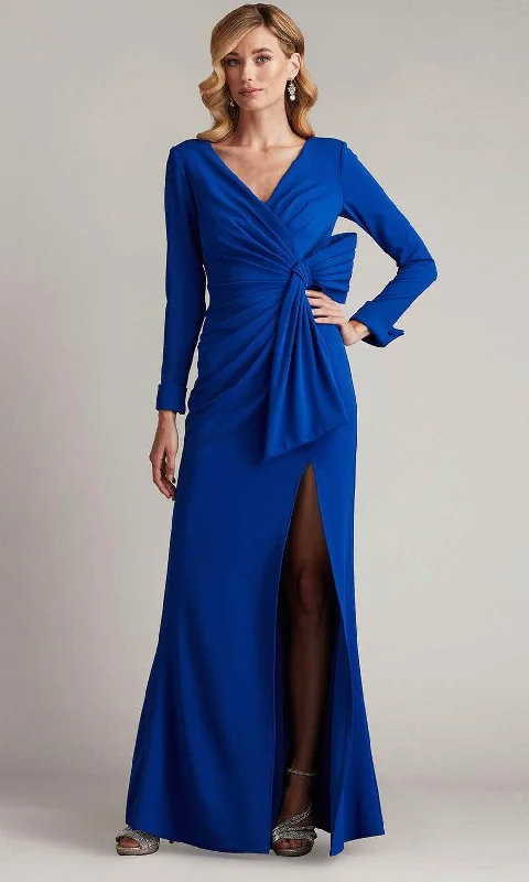 Cozy Lifestyle Tadashi Shoji BOS24469L - Draped V-Neck Evening Gown