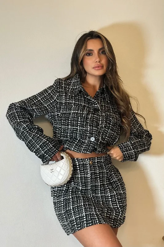 Easy Chic Kole Tweed 2-Piece Skirt Set