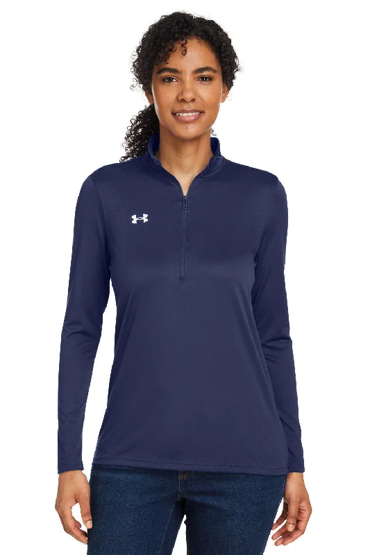 Simple Looks Under Armour Womens Team Tech Moisture Wicking 1/4 Zip Sweatshirt - Midnight Navy Blue