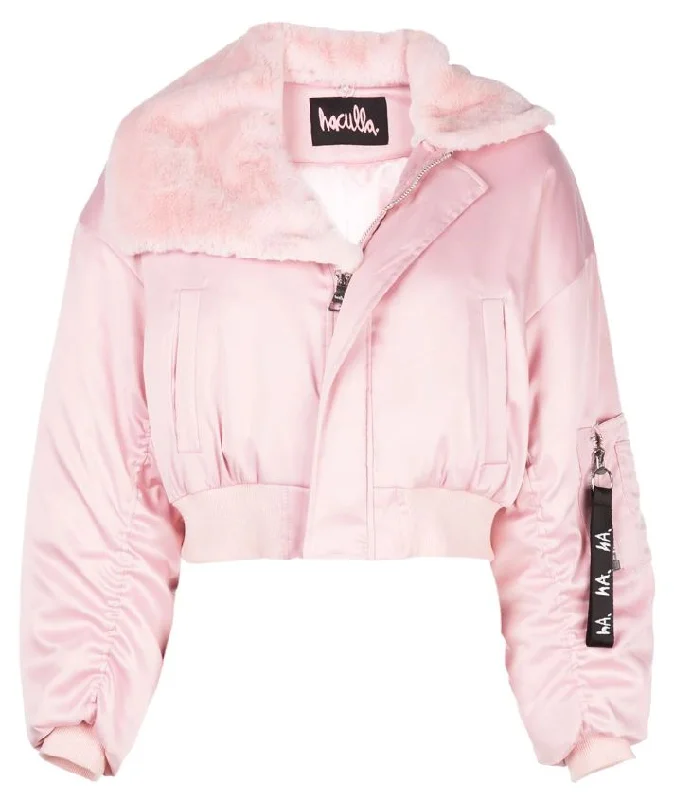 Relaxed Weekend Wear SIGNATURE EYES CROPPED BOMBER PINK