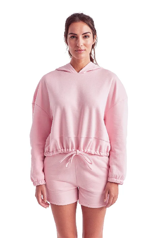 Breezy Comfort TriDri Womens Maria Cropped Hooded Sweatshirt Hoodie - Light Pink