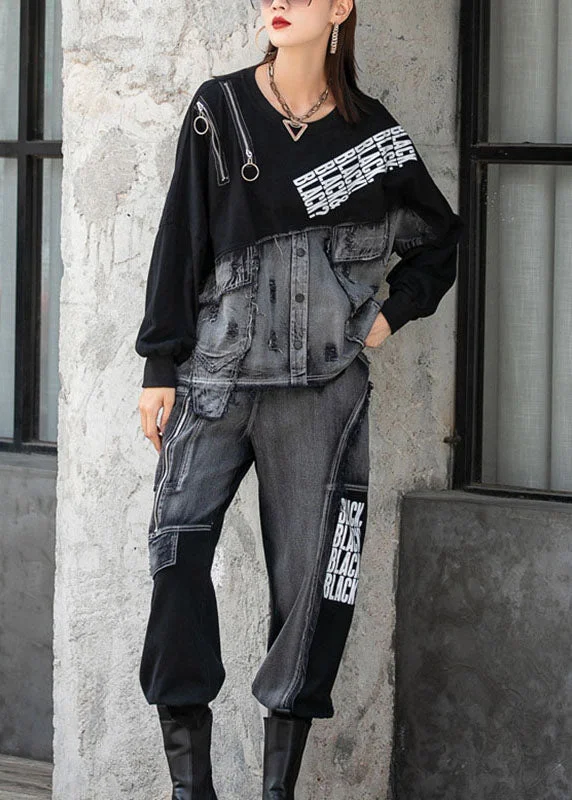 Comfy Chic Wear Boutique Black O-Neck Pockets Button Fall Two Piece Set Women Clothing Long sleeve