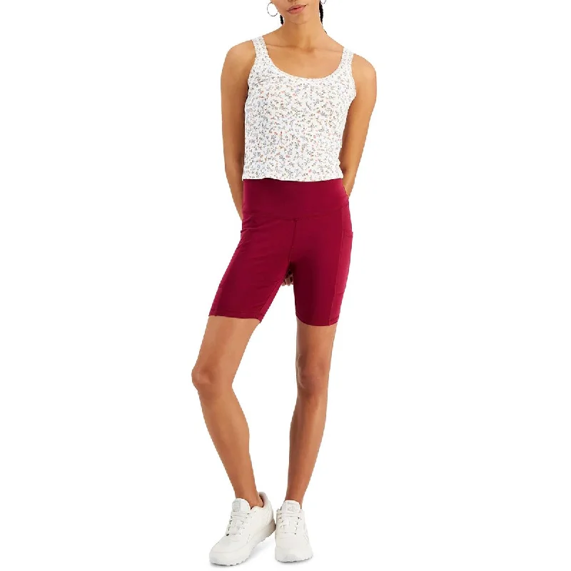 Relaxed Weekend Wear Hippie Rose Womens Juniors Cell Pocket Work Out Bike Short