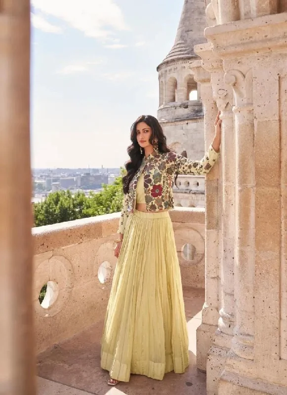 Elegant Wear Beautifully printed viscose silk 3 Piece set in Cream