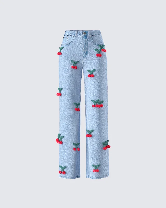 Cozy Fashion Trends Cheri Cherry Blue Denim Jean