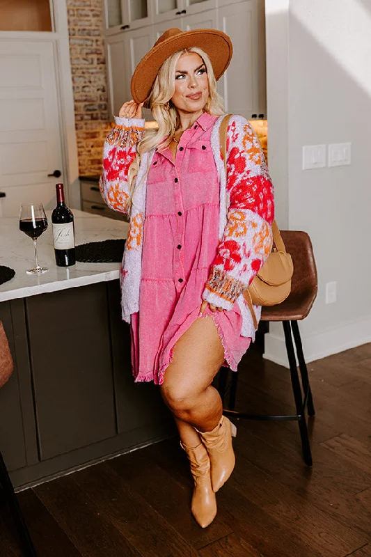 Urban Chic Kaleidoscope Ways Mineral Wash Mini Dress In Pink Curves